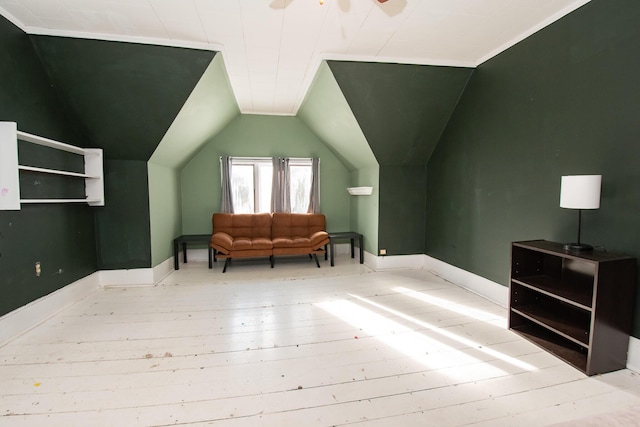 1153 Dexter Rd, Dover-Foxcroft, ME 04426 - bonus room with wood-type flooring, lofted ceiling, and ceiling fan