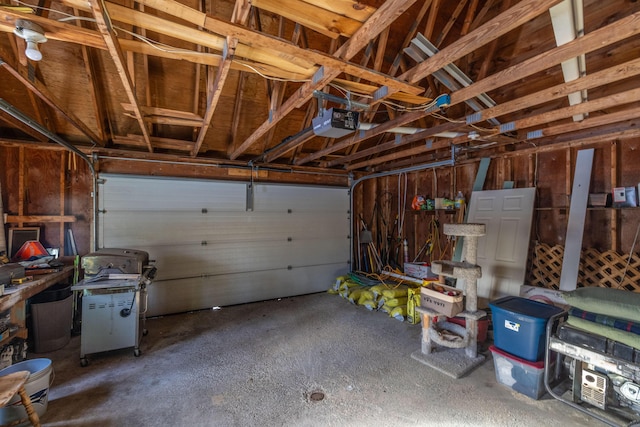 garage with a garage door opener