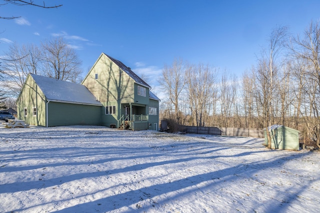 view of snowy exterior