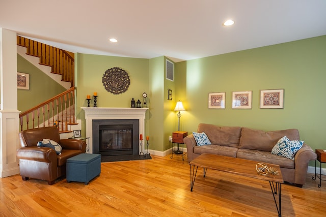 living room featuring light hardwood / wood-style floors