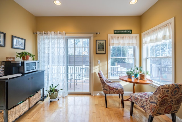 living area with light wood-type flooring