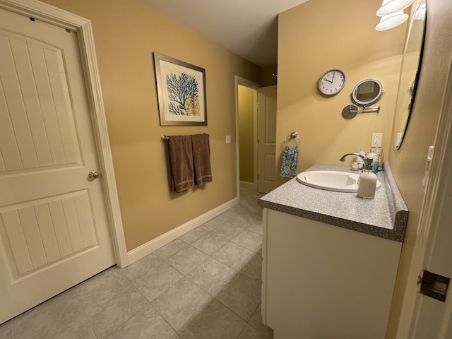 bathroom with vanity and tile patterned floors