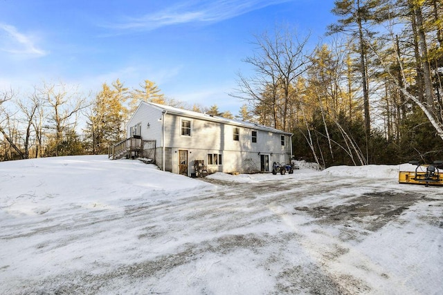 view of snow covered exterior