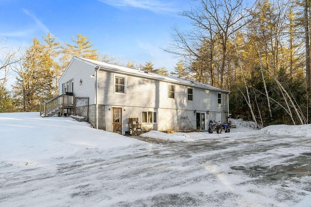 view of snow covered exterior