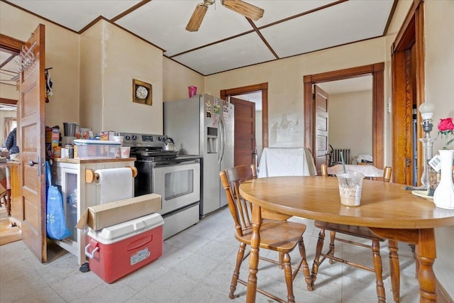 dining area featuring ceiling fan