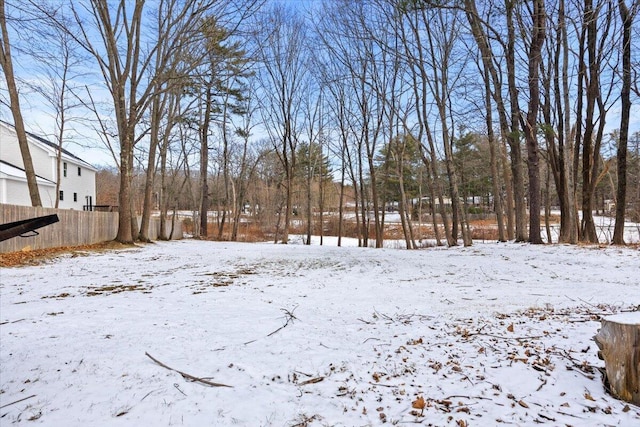 view of yard layered in snow