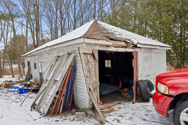 view of snow covered structure