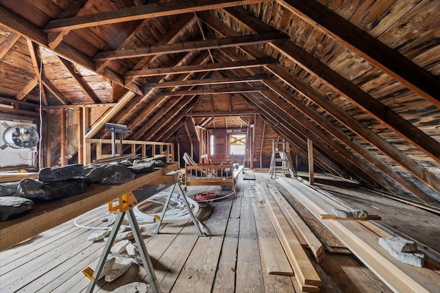 view of unfinished attic