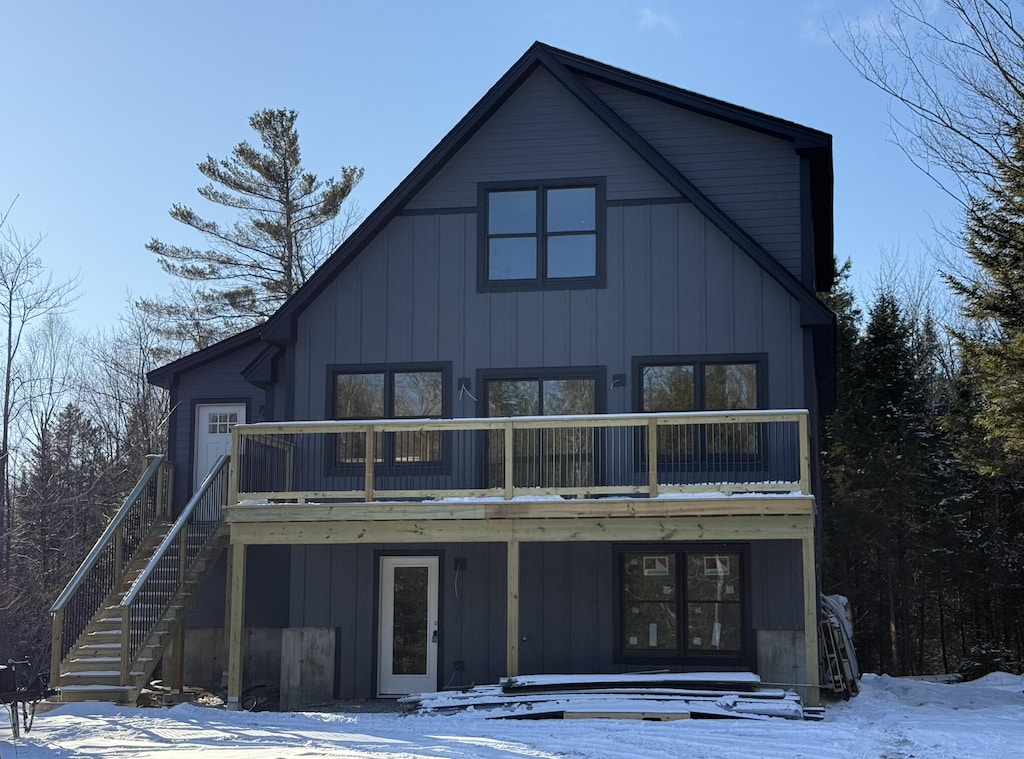 view of snow covered property