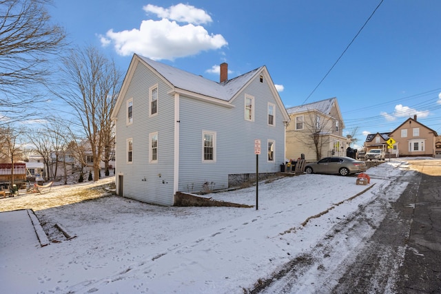 view of snow covered exterior