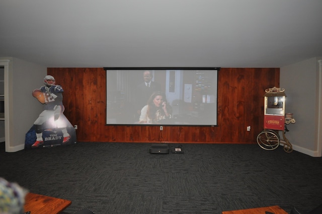 view of carpeted home theater room