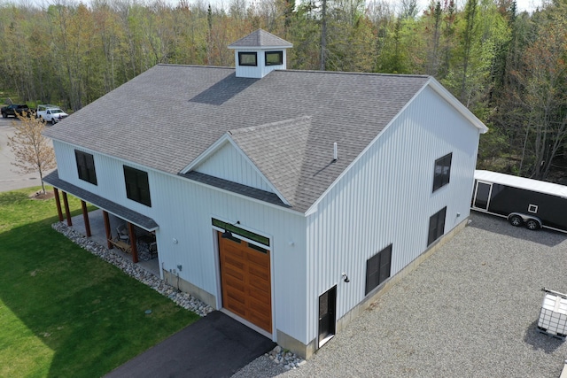 exterior space with a garage