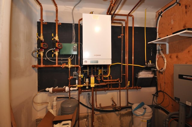 utility room with water heater