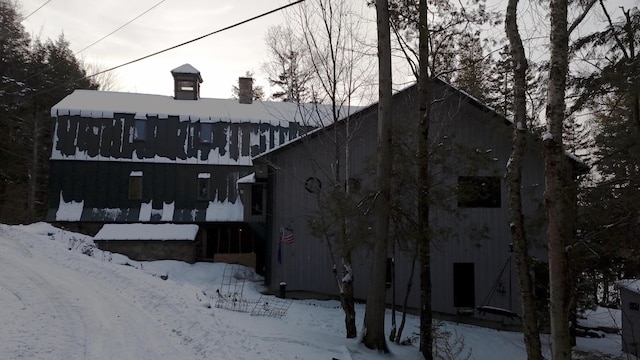 view of snow covered exterior