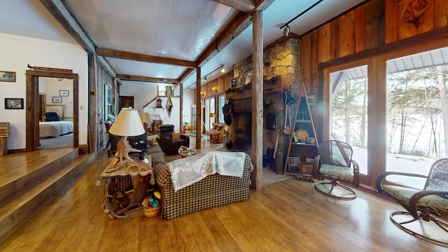 living room with light wood-type flooring