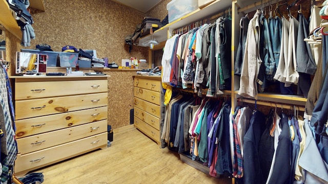 spacious closet with light wood-type flooring