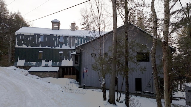 view of snow covered property