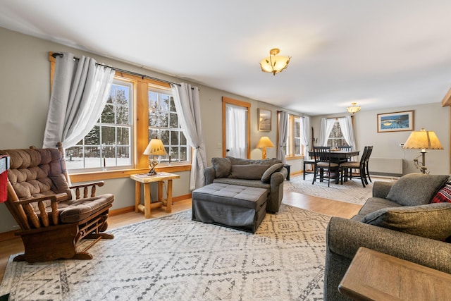 living room with light wood-type flooring