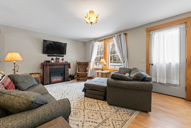 living room featuring light hardwood / wood-style floors