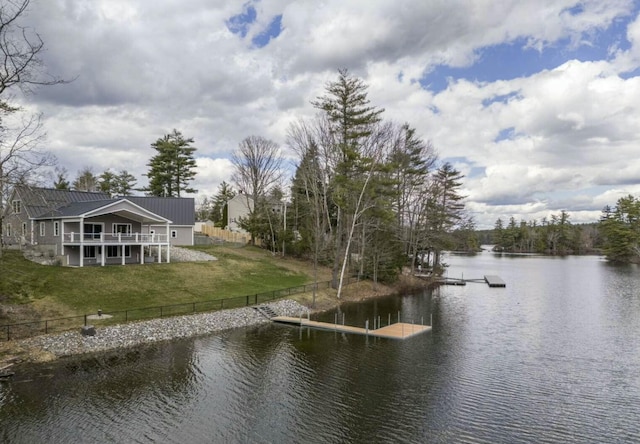 property view of water featuring a dock