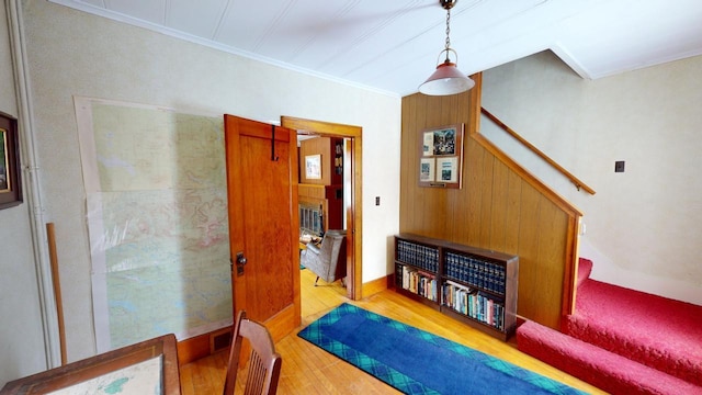 90 E Ter, Millinocket, ME 04462 - interior space featuring crown molding, wood finished floors, and baseboards