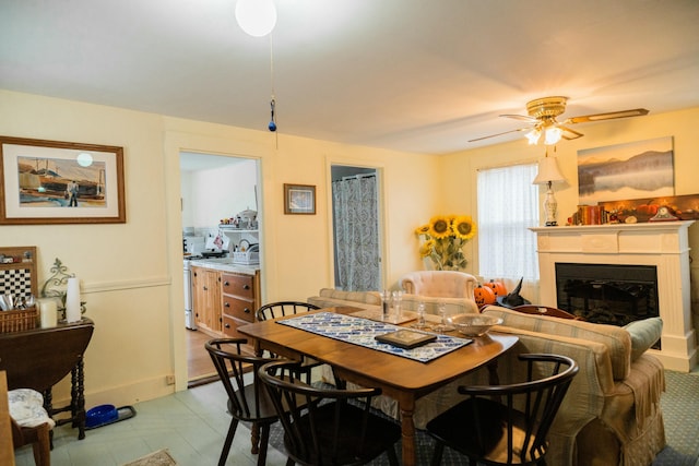 dining area featuring ceiling fan