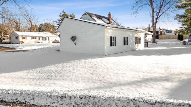 view of snow covered exterior