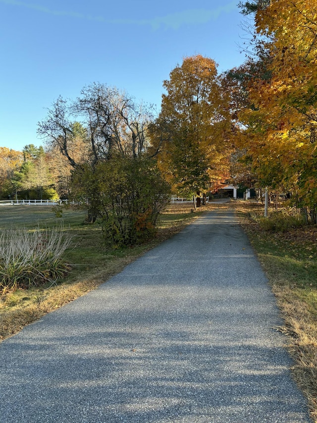 view of road with a rural view