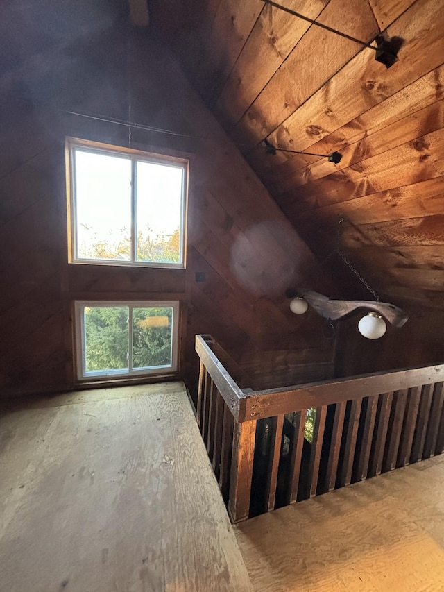 bonus room featuring lofted ceiling and wooden ceiling