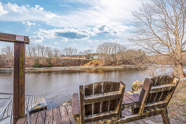 dock area with a water view