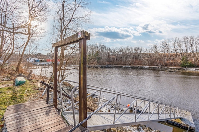 view of dock featuring a water view