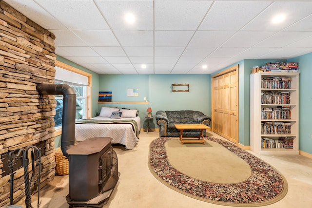 bedroom featuring a drop ceiling