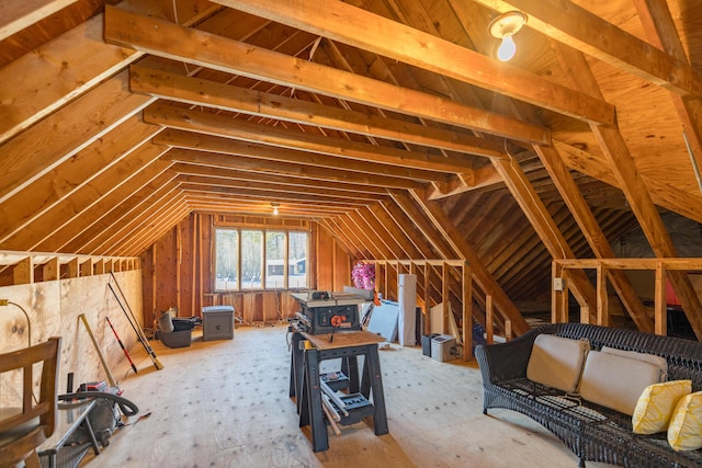 view of unfinished attic