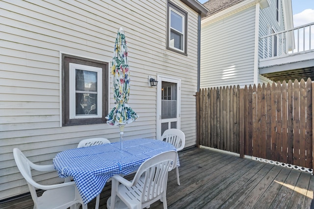 wooden deck featuring fence