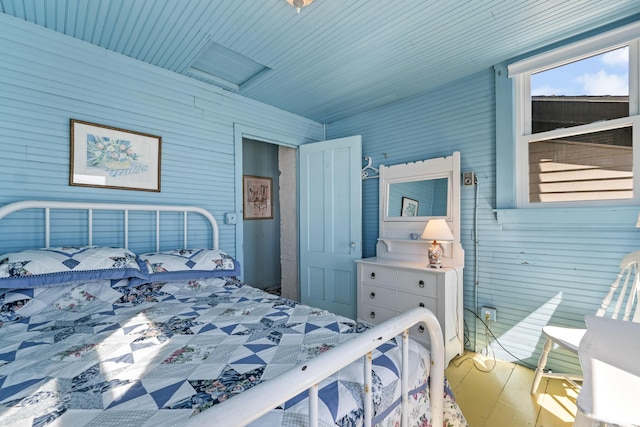 bedroom with attic access