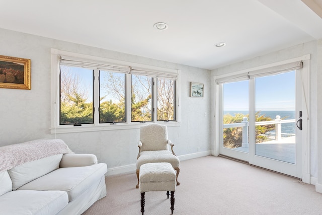 95 Pumpkin Cove Rd, Bristol, ME 04554 - living area with a water view and light carpet