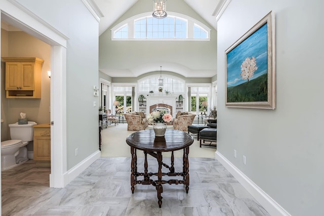 interior space featuring high vaulted ceiling and a wealth of natural light