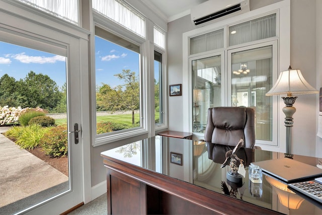 sunroom / solarium with a wall unit AC