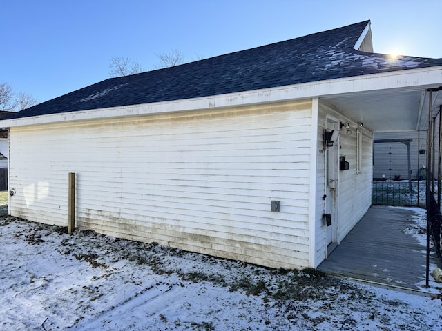 view of snowy exterior