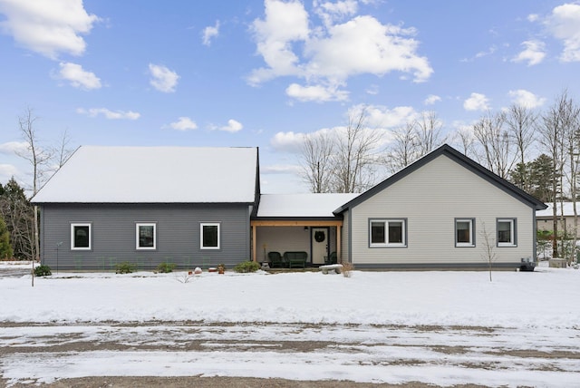 view of snow covered property