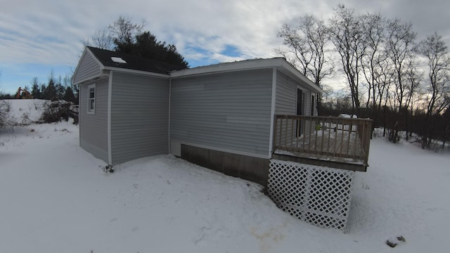 view of snow covered exterior