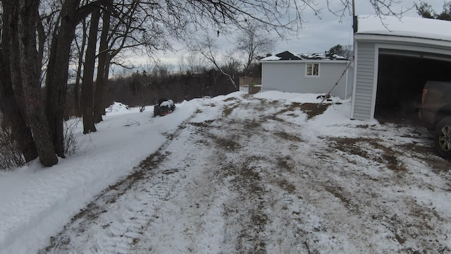 view of yard covered in snow