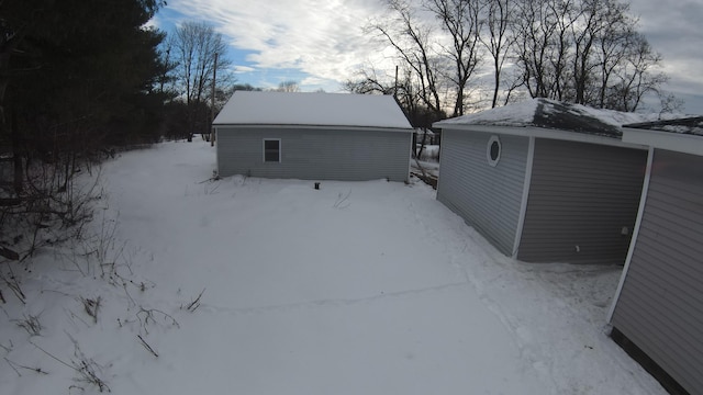 view of snow covered exterior