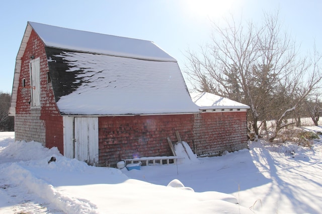 view of snow covered property