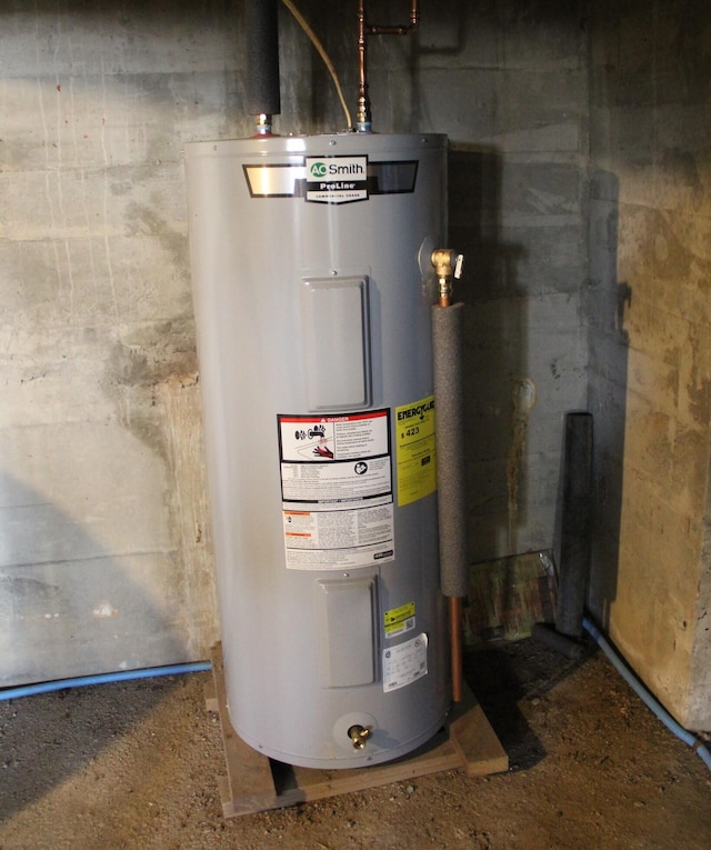 utility room with water heater