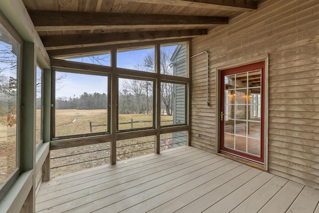 35 Cushman Rd, Nobleboro, ME 04555 - unfurnished sunroom with beamed ceiling