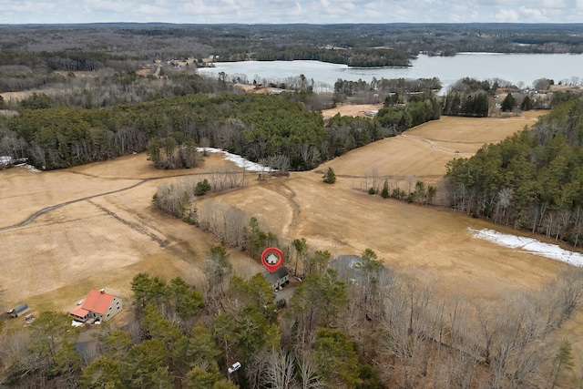 35 Cushman Rd, Nobleboro, ME 04555 - drone / aerial view with a forest view and a water view