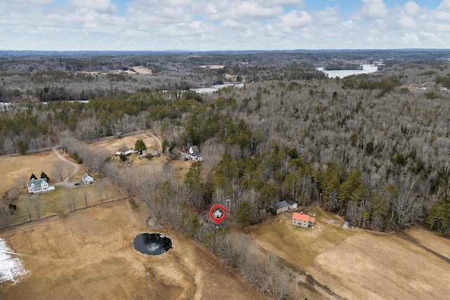35 Cushman Rd, Nobleboro, ME 04555 - drone / aerial view featuring a water view and a forest view