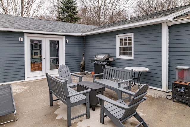 view of patio / terrace with french doors and a grill