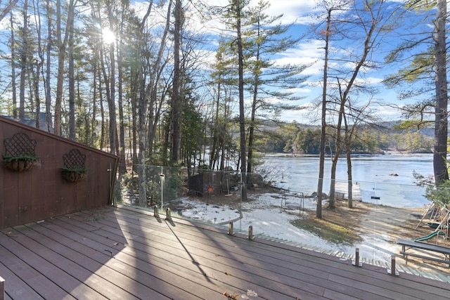 151 Mountain View Dr, Acton, ME 04001 - wooden terrace with a water view
